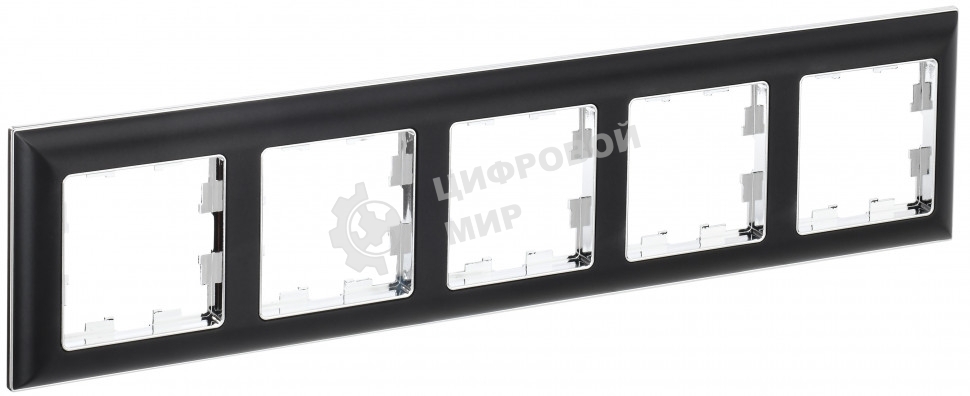 Рамка 5-местная IEK BRITE РУ-5-Бр DECOR 3D-форма хром/черный