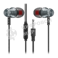 Проводные наушники Smartbuy SBH-026 серый, внутриканальные, Jack 3.5 мм, микрофон на проводе