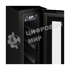 Винный шкаф Kuppersberg RBW 15, встраиваемый, High-Tech, ВхШхГ 87х15х52.5 см, объем 20 л, вместимость 7 бутылок, диапазон температуры 5-20 градусов, механическое открытие двери, LED дисплей, уровень шума 39 дБ, черный