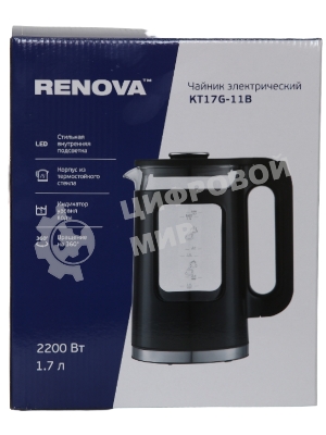 Чайник электрический Renova KT17G-11B Термостойко стекло