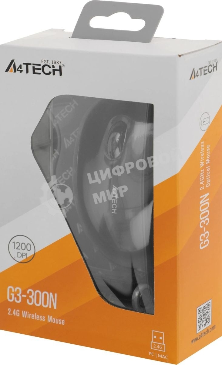Мышь беспроводная A4Tech V-Track G3-300N черный, 1000 dpi, радиоканал, USB, кнопки - 3