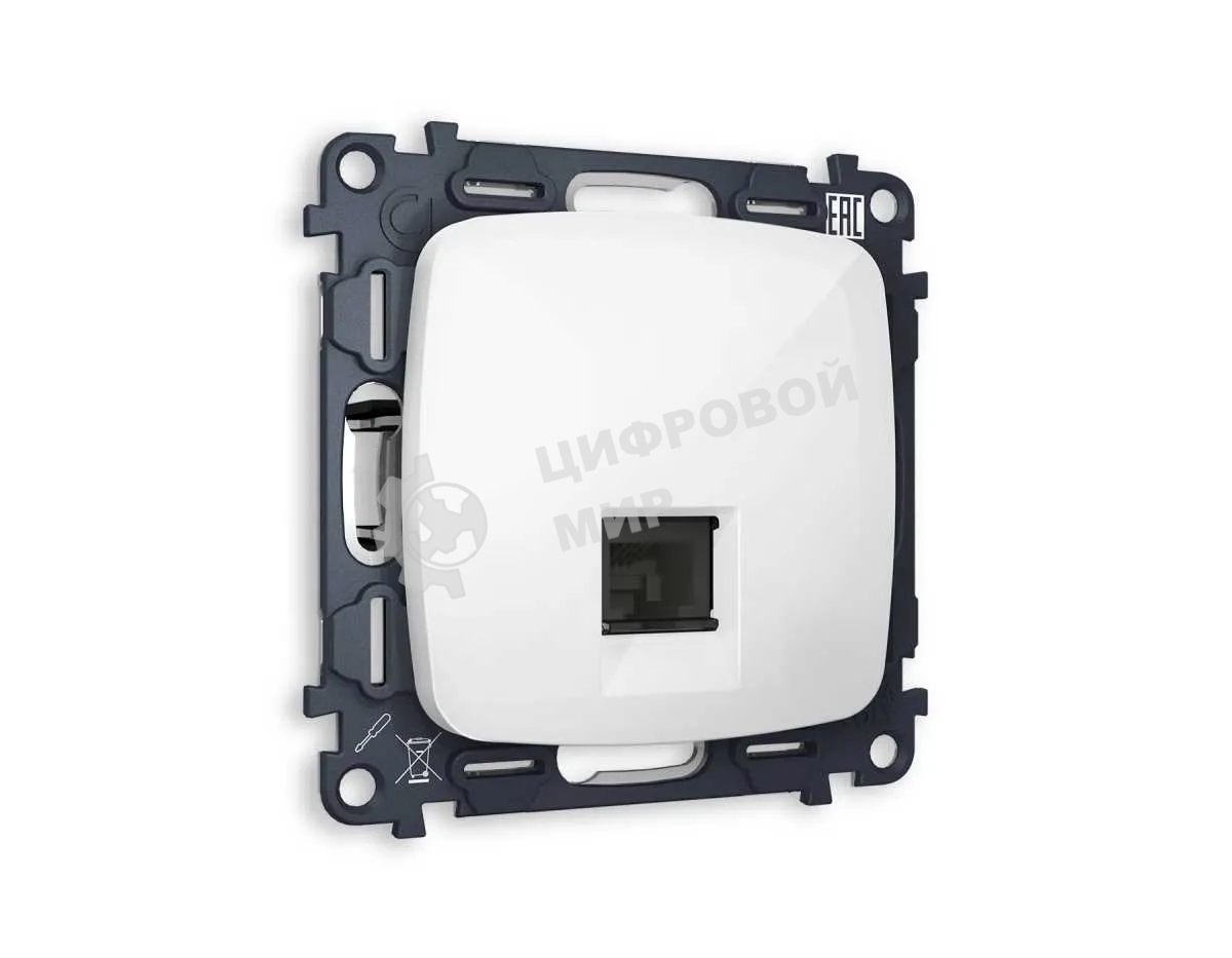 Комплект механизма компьютерной розетки OMEGA Белый глянец RJ-45(8P8C) CAT6 с шторкой QUANT (OP1120, VM188) MO112010