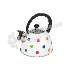 Чайник для плиты со свистком MAL-0403 2,2 литра, окрашенный в горошек, из нерж. стали, капсулированное дно