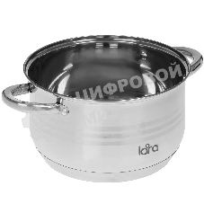 Кастрюля LARA LR02-583 SONATA 24x14,5 см, 6.5 л, нержавеющая сталь, индукция, с крышкой