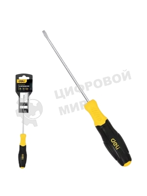 Отвертка шлицевая Deli DL6351501N 5х150мм сталь Cr-V, двухкомпонентная прорезиненная рукоять