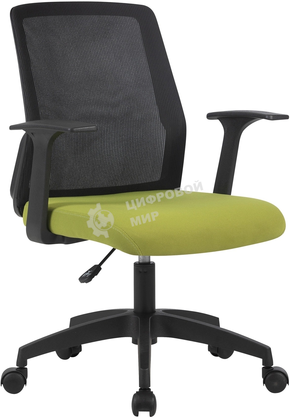 Кресло компьютерное Cactus CS-MC222-BKGN черный, сиденье салатовый, сетка/ткань, низк.спин. крестов. пластик, пластик черный