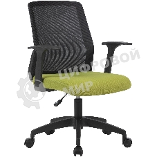 Кресло компьютерное Cactus CS-MC222-BKGN черный, сиденье салатовый, сетка/ткань, низк.спин. крестов. пластик, пластик черный