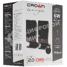 Колонки Crown CMS-601 чёрный, 2.0, 6 Вт, AUX
