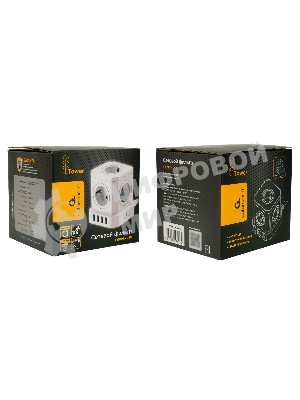 Сетевой фильтр Cablexpert Tower TWR-5-U4-W-2, 5 р, 10А, 4хUSB, 3.1А, 2 м, ур.защиты 4+, белый, коробка