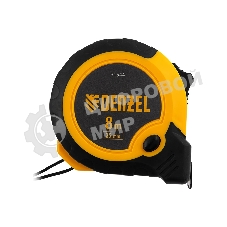 Рулетка Denzel 8м х 25мм, двухкомп. корпус, кнопка-пауза