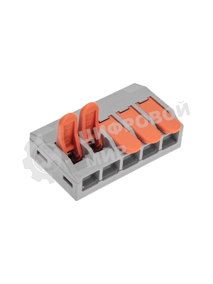 Универсальная клемма Rexant СМК 222-615/221-615, 5-проводная серый 0,5-4/6 мм² (15 шт/уп)