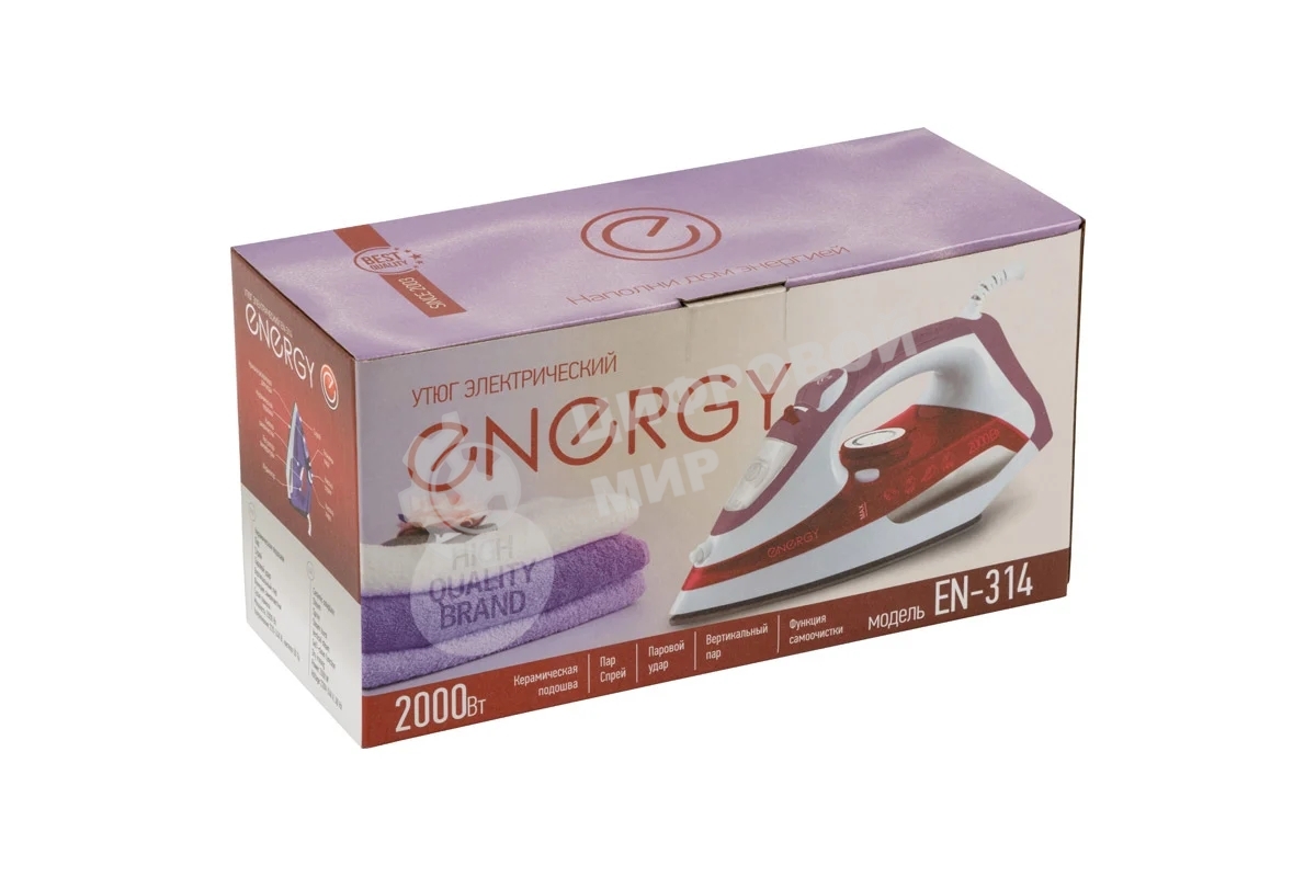 Утюг Energy EN-314 красный, 2000 Вт, керамическая подошва (в уп. 10 шт)