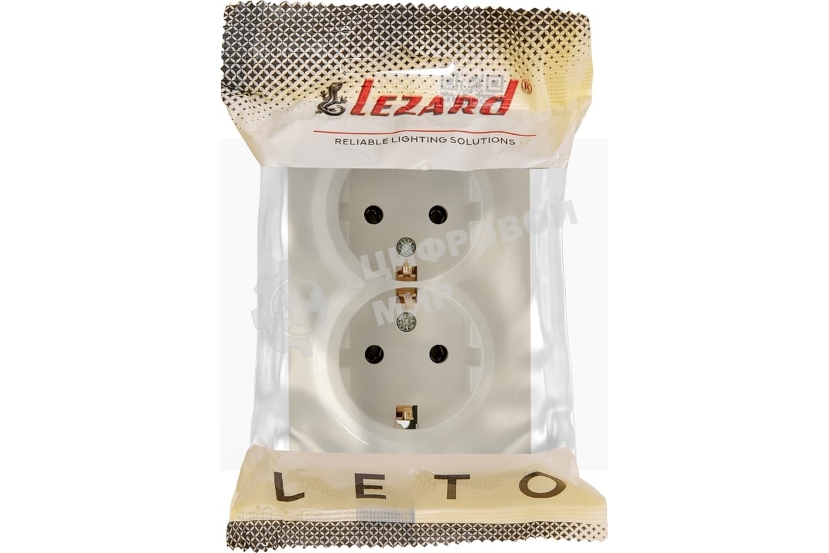 Розетка 2-м ОП LETO с заземл. закрытый корпус ПБТ крем LEZARD 752-0300-127B