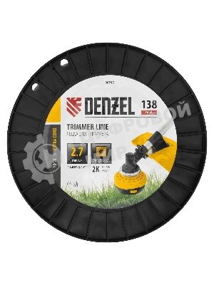 Леска для триммера Denzel двухкомпонентная квадрат, 2,7 мм х 138 м, на DIN катушке EXTRA CORD