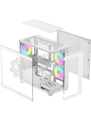 Корпус Ocypus Gamma C52 WH ARGB, Mini-Tower, белый, 3 x 120 мм