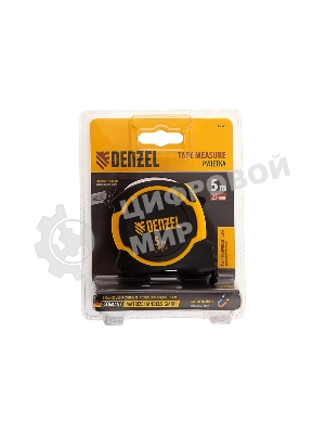 Рулетка Denzel 5м х 25мм, двухкомп. корпус, магнитный обрезиненный зацеп