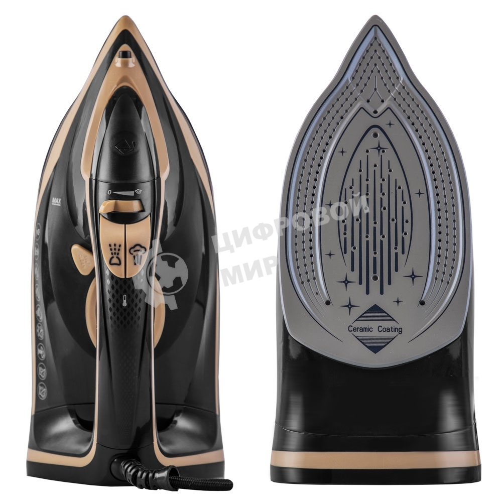 Утюг электрический Endever Delta-226, черный/бежевый, Мощность 2400 Вт, Подача пара до 45 г/мин, Паровой удар 160 г/мин, 8 шт/уп