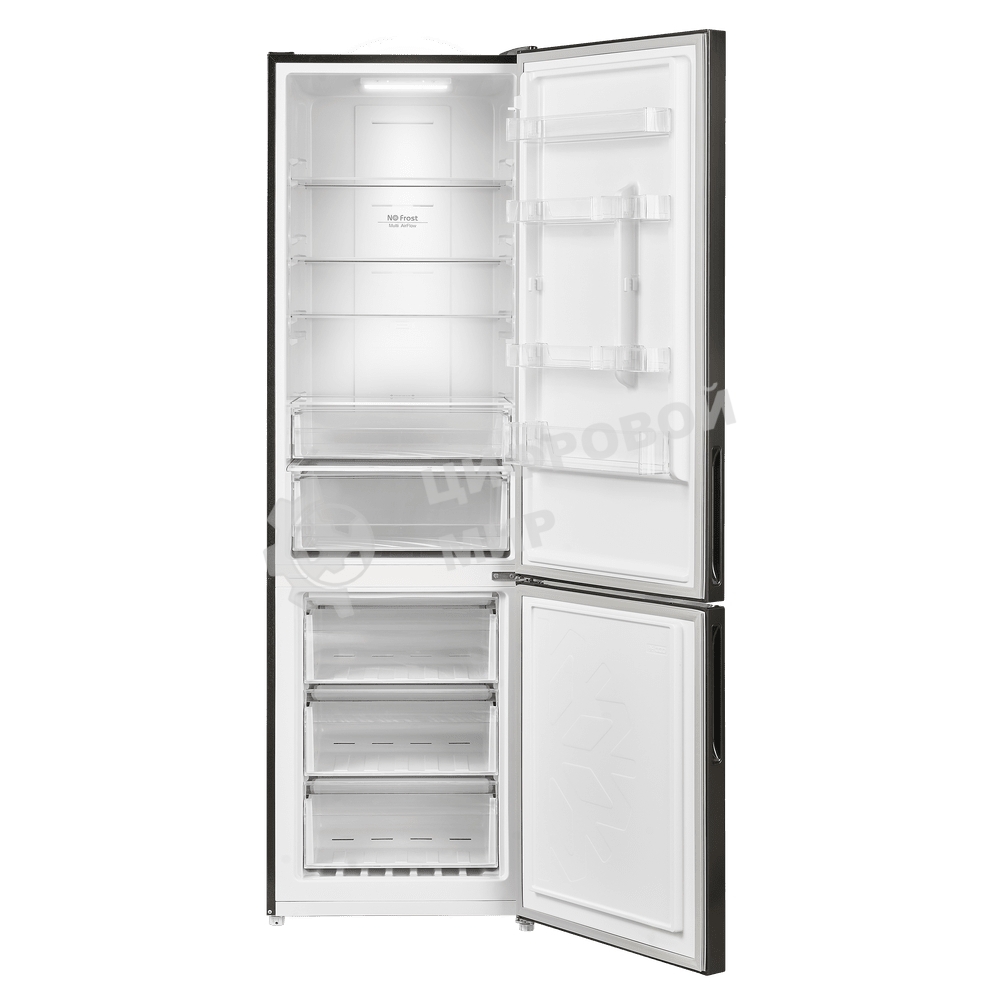 Холодильник Maunfeld MFF200NFSTSE серый двухкамерный 271/106л л морозилка снизу, No Frost