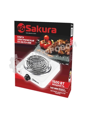 Плитка электрическая Sakura ПЭ-08 1500Вт 145мм 1конф/спир