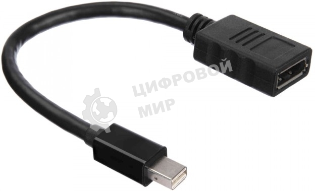 Кабель-адаптер ACD-DAMDF-01B mDP-DP, Golden Plated, 20m/20f, черный, 0.2м (742552)