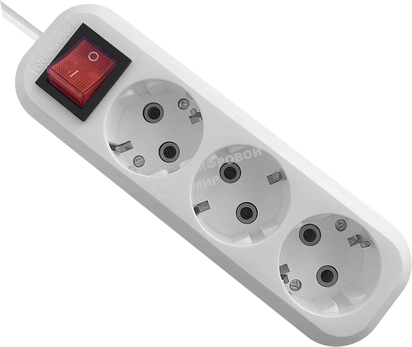 Удлинитель с заземлением Defender L330 16 А, 5 м, заземление, выключатель