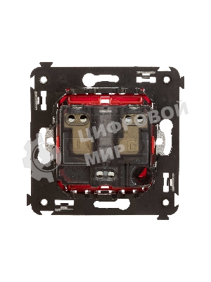 Розетка DKC Avanti 4401003 2P+E со шторками, красный квадрат