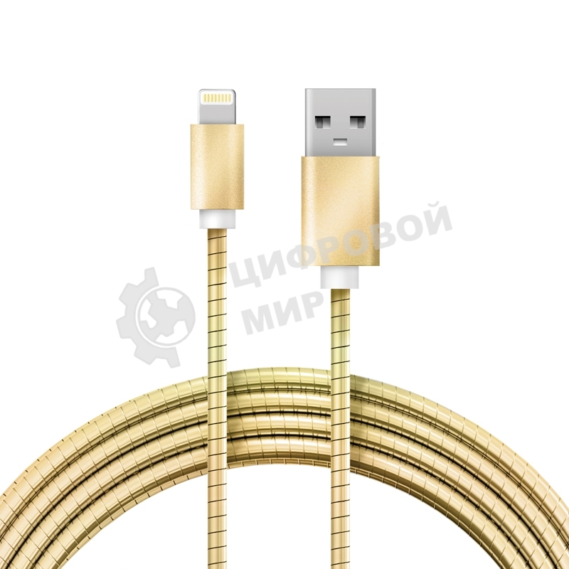 Кабель Rexant USB-A - Lightning для Apple, 2,4А, 1м, в золотой металлической оплетке