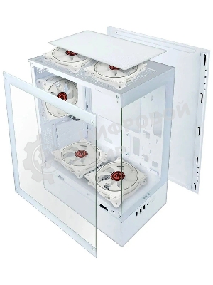 Компьютерный корпус Ginzzu CL485 mATX FAN 3*12LD4 передняя панель Стекло белый