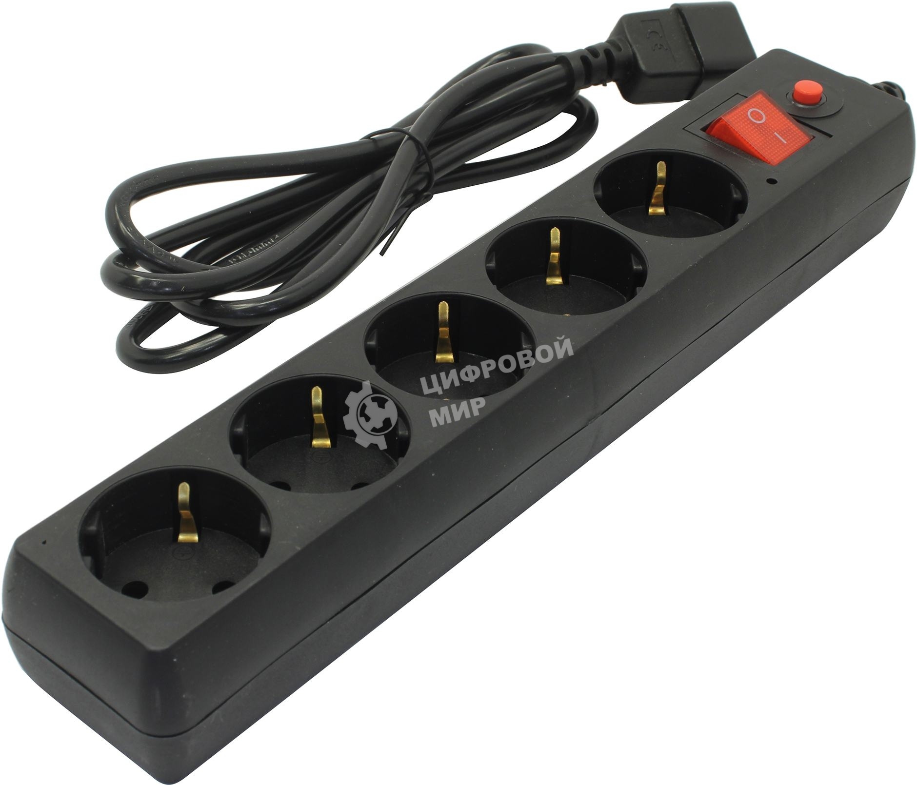 Сетевой фильтр Buro 500SH-1.8-UPS-B 1.8 м, 5 розеток, черный, коробка