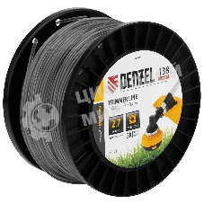 Леска для триммера Denzel двухкомпонентная квадрат, 2,7 мм х 138 м, на DIN катушке EXTRA CORD