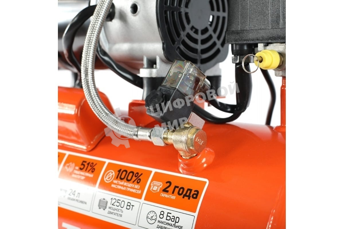 Компрессор поршневой безмасляный Patriot WO 24-220, 200 л/мин, 8 бар, 1250 Вт, 24 л, быстросъемный 1/4