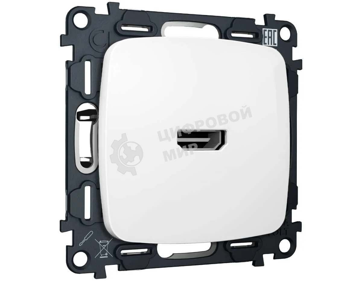Комплект механизма розетки HDMI 2.0 OMEGA Белый глянец 40V/500mA 2.0GHz 5-18Gbit/s QUANT (OP1140, VM222) MO114010