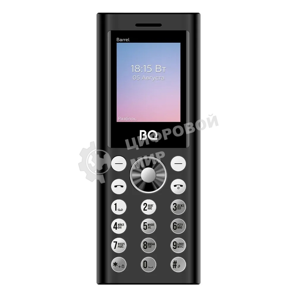 Мобильный телефон BQ 1858 Barrel черный/серебристый