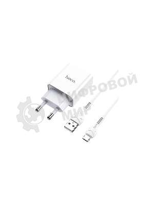 Блок питания (сетевой адаптер) HOCO C81A Asombroso single 1xUSB с кабелем Type-C, 2.1A, 10W, белый