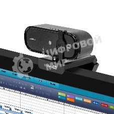 Веб-камера ExeGate BlackView C720 Full HD AF 1920x1080, 30 кадр/с, USB, микрофон (шумоподавление), автофокус, шторка приватности, крепление на мониторе