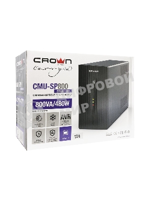 Источник бесперебойного питания Crown CMU-SP800 COMBO USB/800 ВА\480 Вт/7 x компьютерная/евророзетка (C13/Schuko)