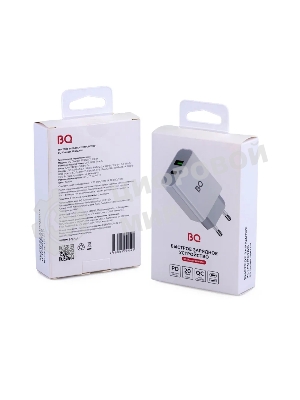 Сетевое зарядное устройство BQ Charger 20W2A01 (2 ports Type-C + USB, PD+QC3.0, 20W) белый
