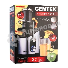Соковыжималка Centek CT-1212 стальной/чёрный, центробежная, 1200 Вт, 1100 мл, механическое