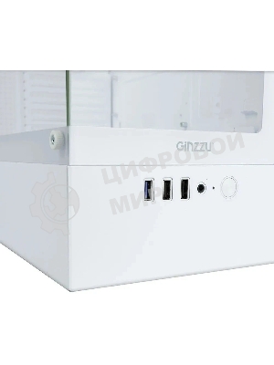 Компьютерный корпус Ginzzu CL485 mATX FAN 3*12LD4 передняя панель Стекло белый