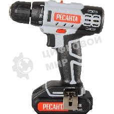 Дрель-шуруповерт аккумуляторная Ресанта ДА-50Л2-18А 75/14/9, Аккумуляторная, 18В, 2 АКБ, Кейс