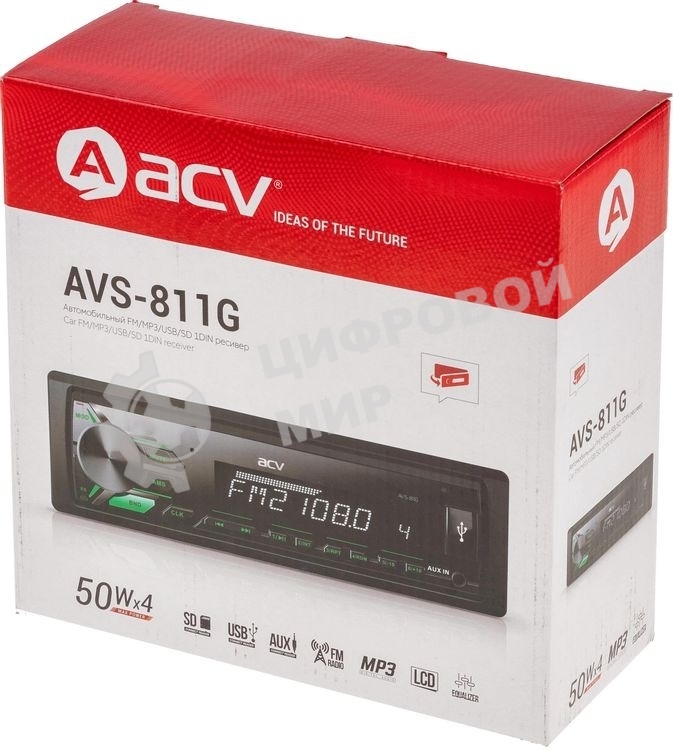 Автомагнитола ACV AVS-811G 1DIN 4x50Вт