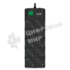 Сетевой фильтр SVEN SF-10E-16 1,8 м (10 розеток) черный