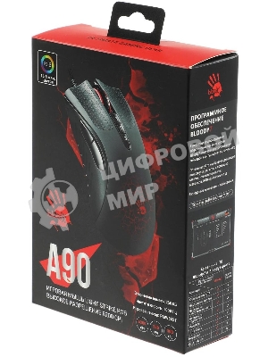 Мышь проводная A4Tech Bloody A90 черный, 6200 dpi, USB, кнопки - 8