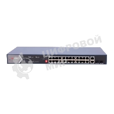 Коммутатор Hikvision DS-3E0528HP-E, 24×1 Гбит/с PoE+ + 2×1 Гбит/с + 2×1 Гбит/с SFP, неуправляемый
