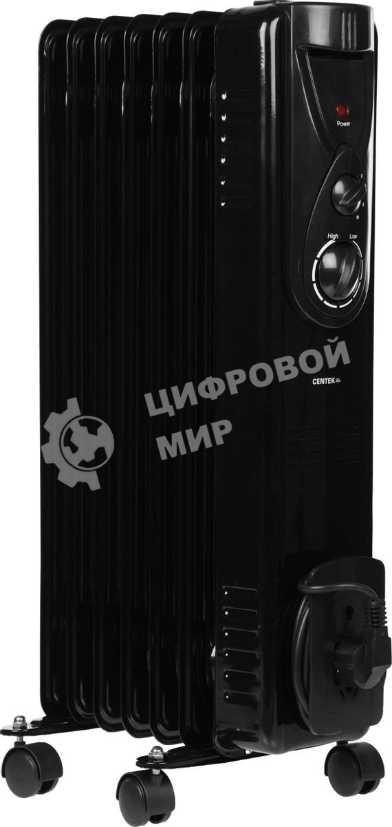 Обогреватель масляный Centek CT-6200 (7 секций) черный, 700/1000/1500Вт, 3 режима, механический термостат