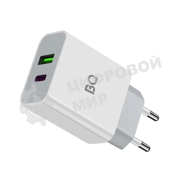 Сетевое зарядное устройство BQ Charger 20W2A01 (2 ports Type-C + USB, PD+QC3.0, 20W) белый