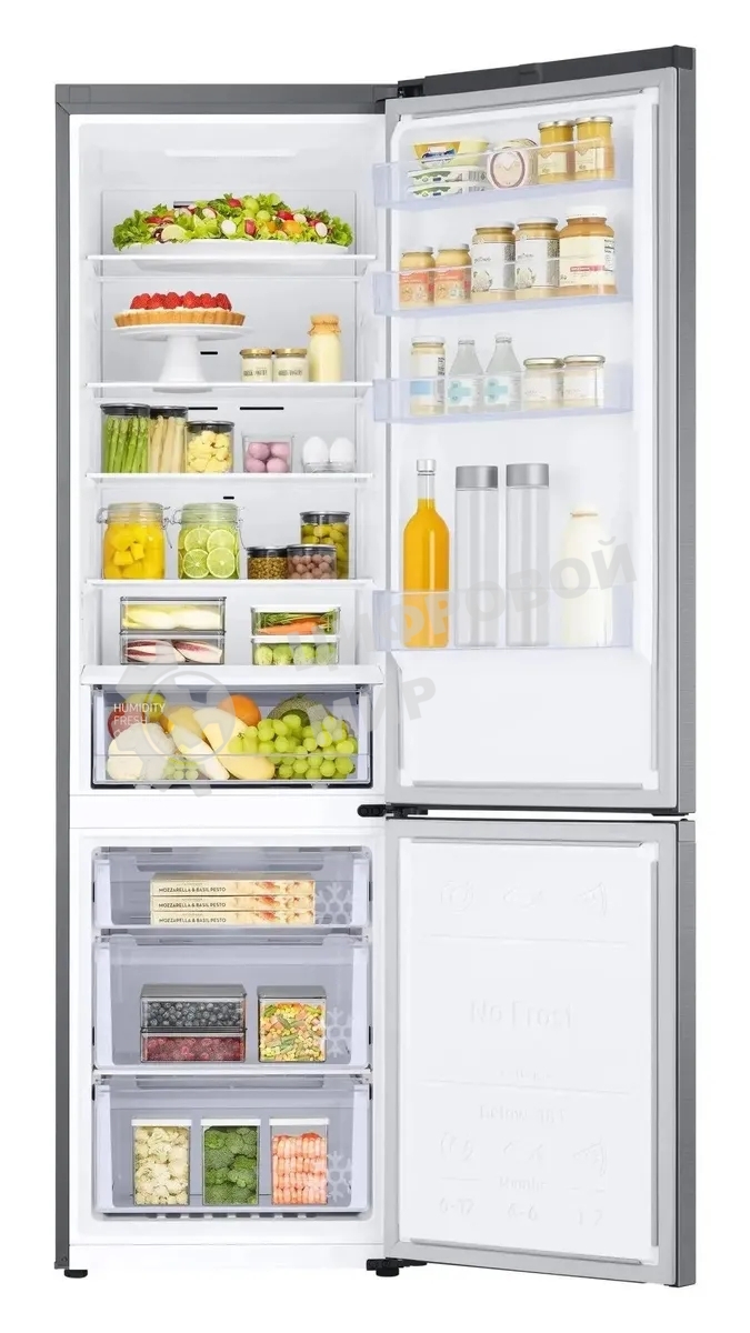 Холодильник Samsung RB38C600CS9/EF серебристый двухкамерный 276/114л морозилка снизу, No Frost