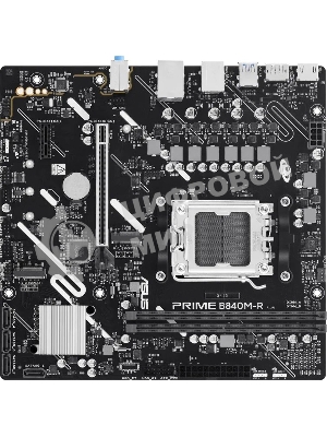 Материнская плата ASUS PRIME B840M-R, AM5, AMD B840, 2xDDR5, 4xSATA, 1xPCIe 4.0 x16, 1xPCIe 3.0 x1, 1xDisplayPort, 1xHDMI, 1x 1Gb LAN, 4xUSB 3.2 Gen1, 2xUSB 2.0, 3x3.5 мм, 7.1, microATX