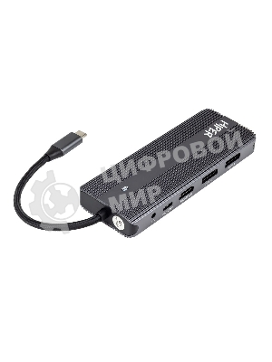 USB-концентратор HIPER Docking station USB-C HUB 11in1 (1*USB-C 100W PD, 1*HDMI 4K@60Hz, 2*DP 4K@60Hz, 2*USB-A 3.0 (5Gbps data), 1*USB-C 3.0 (5Gbps data), 1*microSD, 1*SD, 1*3.5мм audio, 1*RJ45 GB)