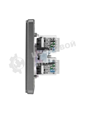 Розетка Kranz ROUND компьютерная двойная RJ45+RJ45 кат6 с/у титан